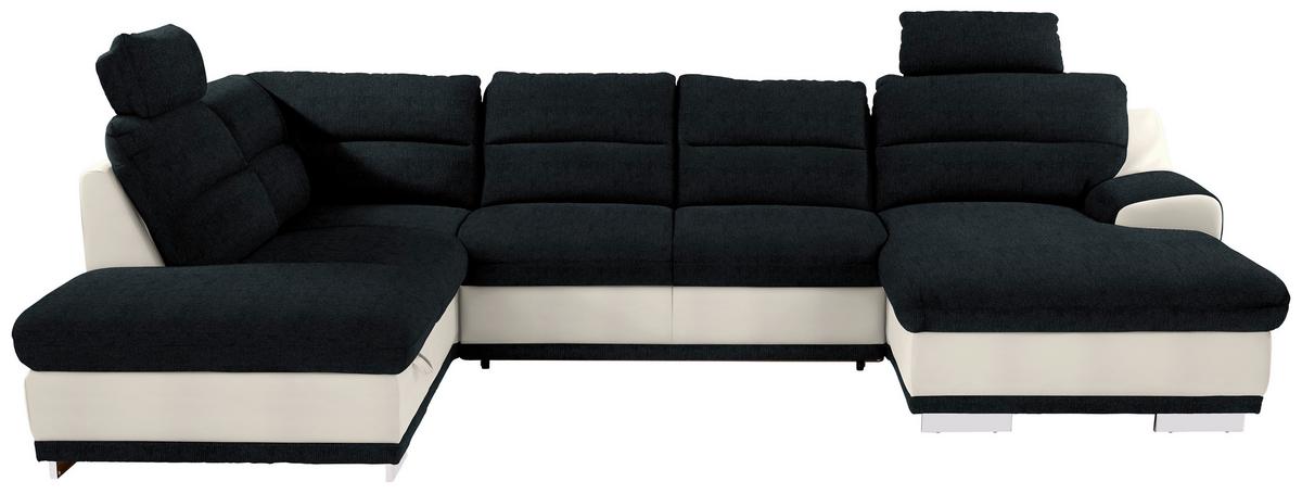 Sedacia súprava do U Seaside čierna / biela - čierna/biela, Konventionell, kov/textil (218/334/165cm) - Luca Bessoni