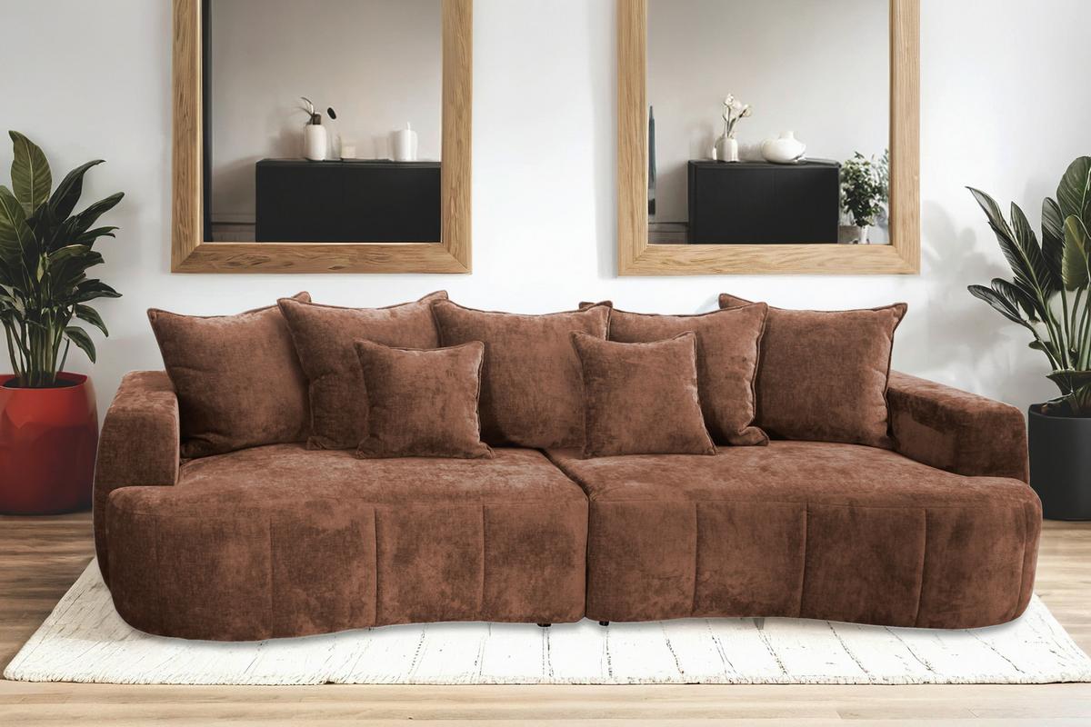 Boxspringsofa Berg - Rostfarben/Schwarz, Trend, Textil (292/71-99/127cm) - Livetastic