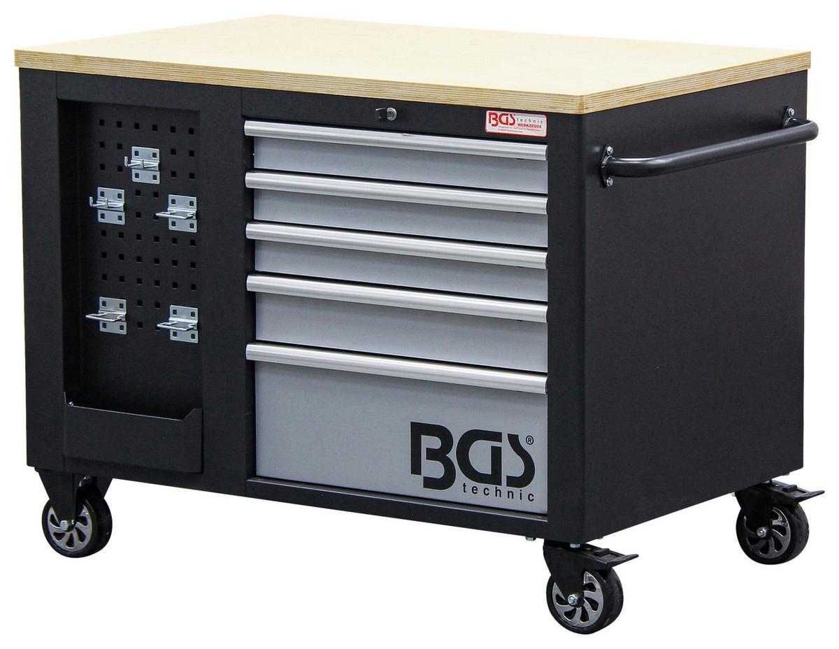 Werkstattwagen 10 Schubladen Schwarz/silberfarben B: 115 Cm - Silberfarben/Schwarz, Basics, Holz/Metall (115/88,6/74cm)