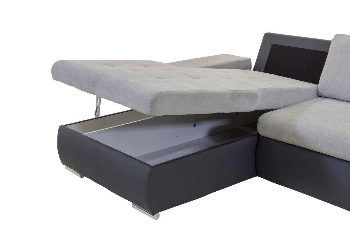 Sarokgarnitúra Joy I - világosszürke/barna, Design, textil (175/85/271cm)