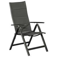 Gartensessel klappbar Florenz Aluminium/Textil - Dunkelgrau/Graphitfarben, KONVENTIONELL, Textil/Metall (63/118/73cm) - Gardenson