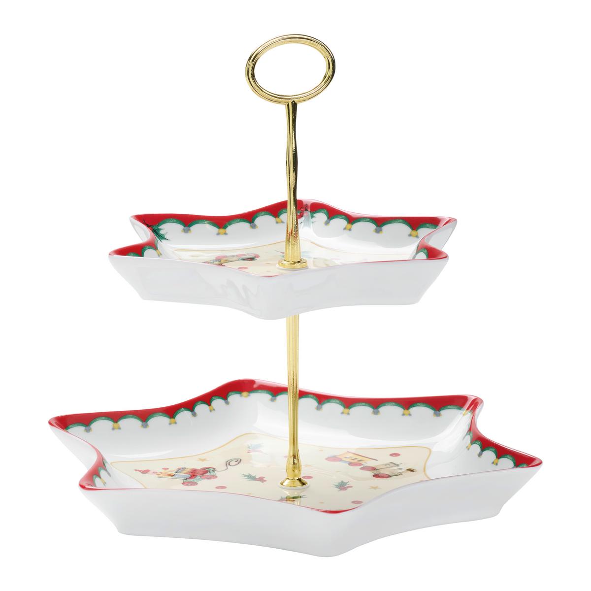 Poschodový tanier XMASS - zlatá/biela, Konventionell, kov/keramika (27/23cm) - Mömax