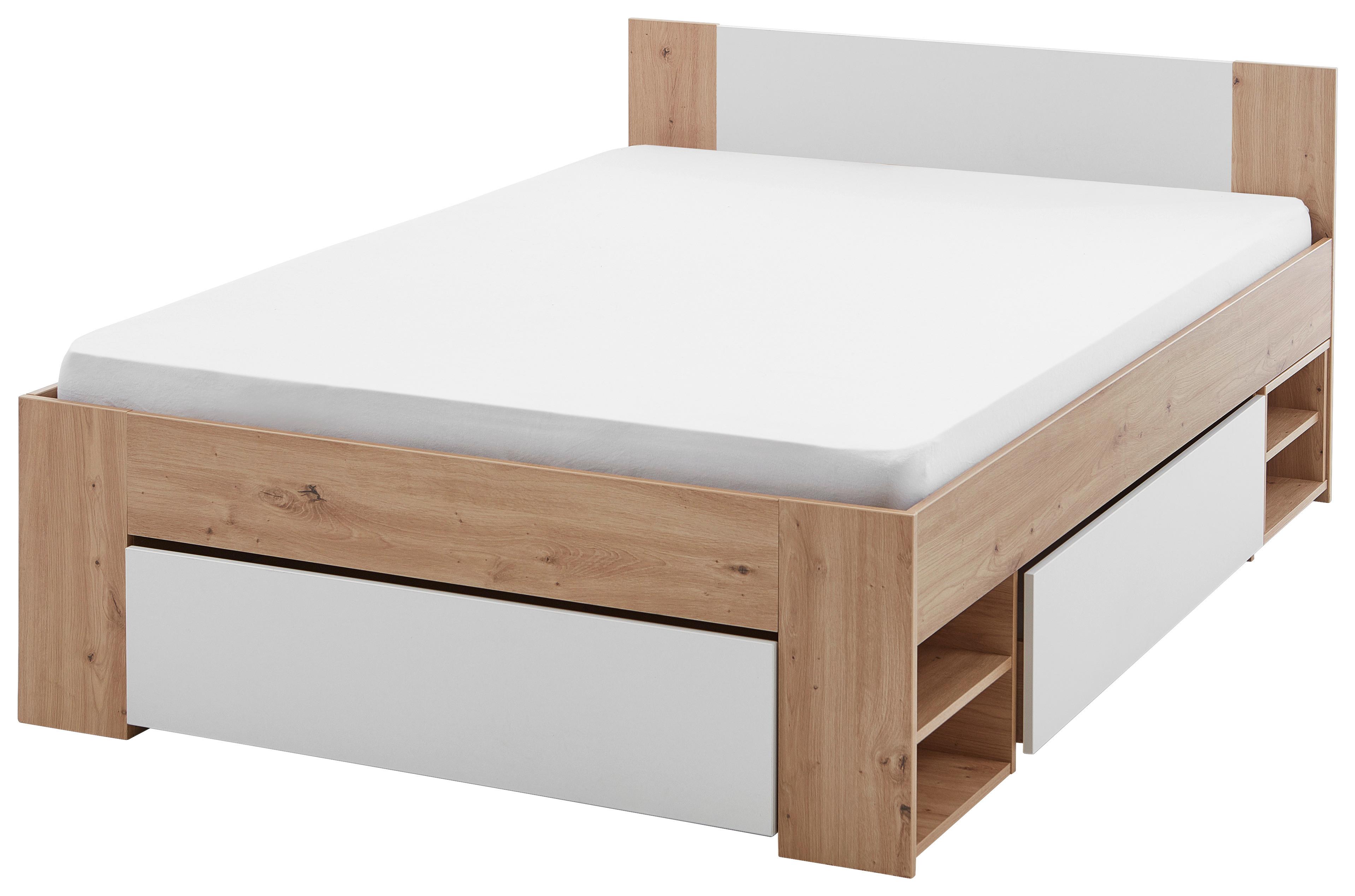 Holzbett 120x200 Cm Azurro 2-120 Eiche Artisan - Eiche Artisan/Weiß, MODERN, Holzwerkstoff (120/200cm)