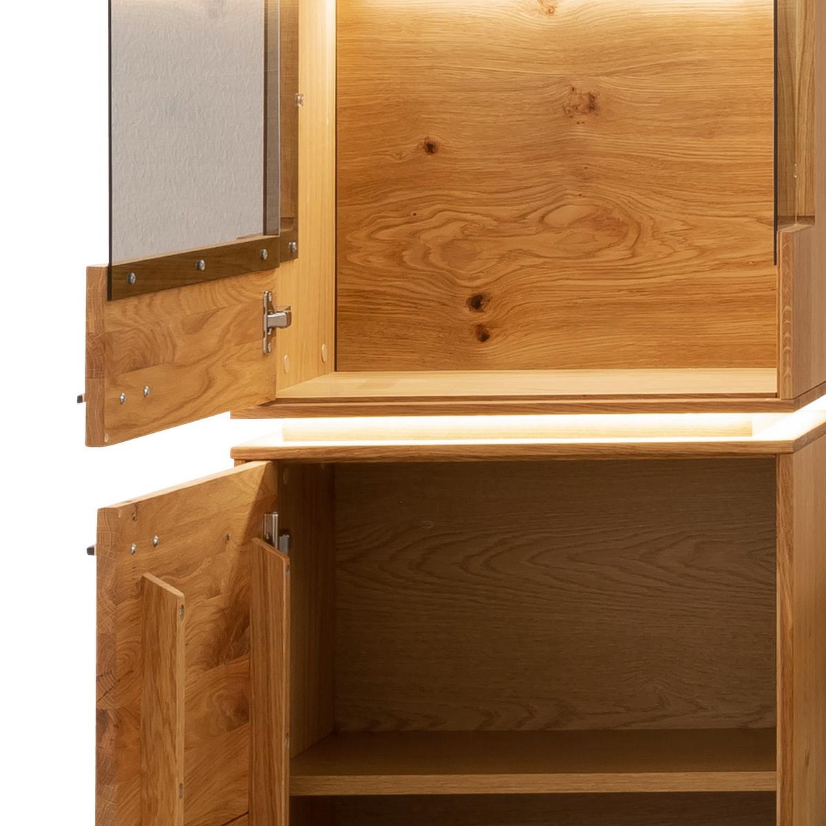 Wohnkombination Massiv 3-Tlg. Como Wildeiche - Wildeiche, Natur, Glas/Holz (246/202/51cm) - MID.YOU
