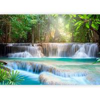 Fototapete Grün Hellblau B: 300 Cm - Hellblau/Grün, Basics, Textil (300/210cm) - artgeist