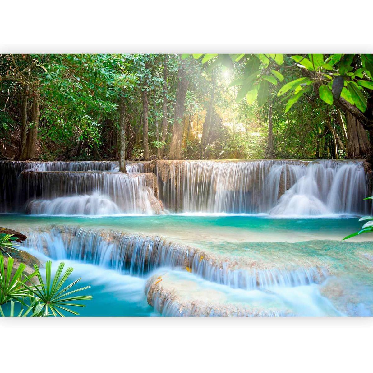 Fototapete Grün Hellblau B: 300 Cm - Hellblau/Grün, Basics, Textil (300/210cm) - artgeist