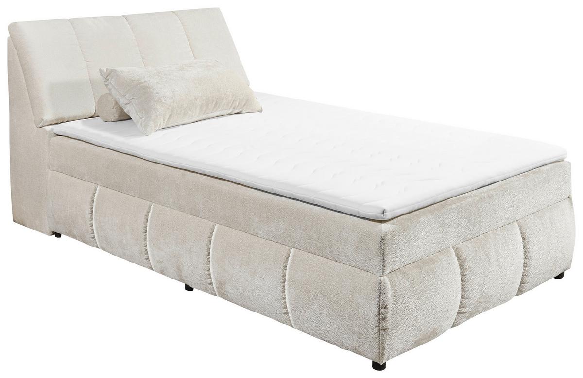 Boxbett Mit Topper+bettkasten 120x200 Cm Valencia - Beige/Schwarz, MODERN, Holzwerkstoff/Textil (120/200cm) - MID.YOU