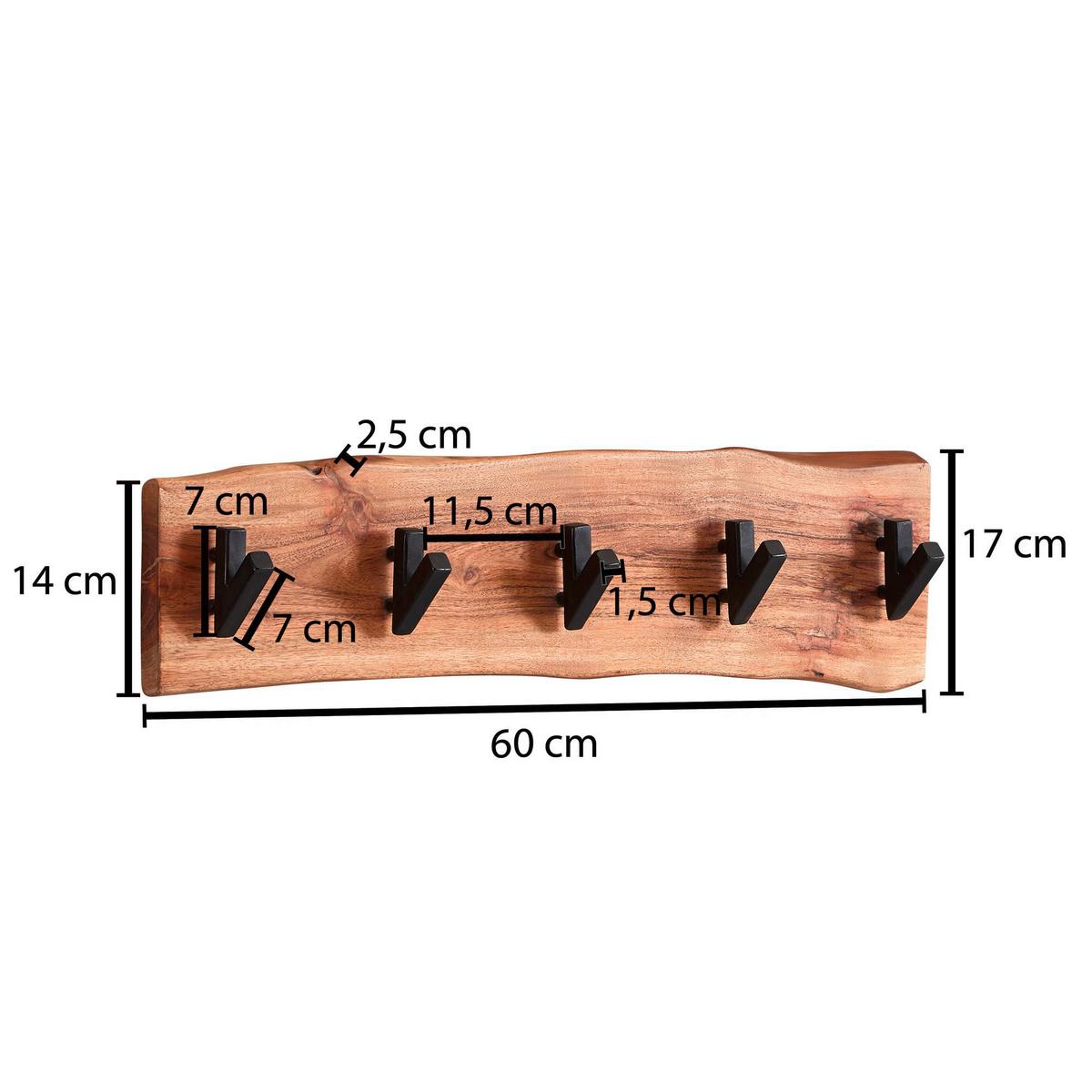 Wandgarderobe Wl6.358 Akaziefarben B: 60 cm - Akaziefarben, MODERN, Holz (60/17/9cm) - MID.YOU