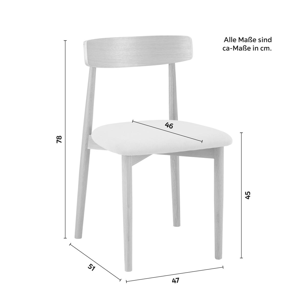 Stolička NOAH dubové drevo/béžová - prírodná farba/béžová, Modern, drevo/textil (47/78/51cm) - Bessagi Home