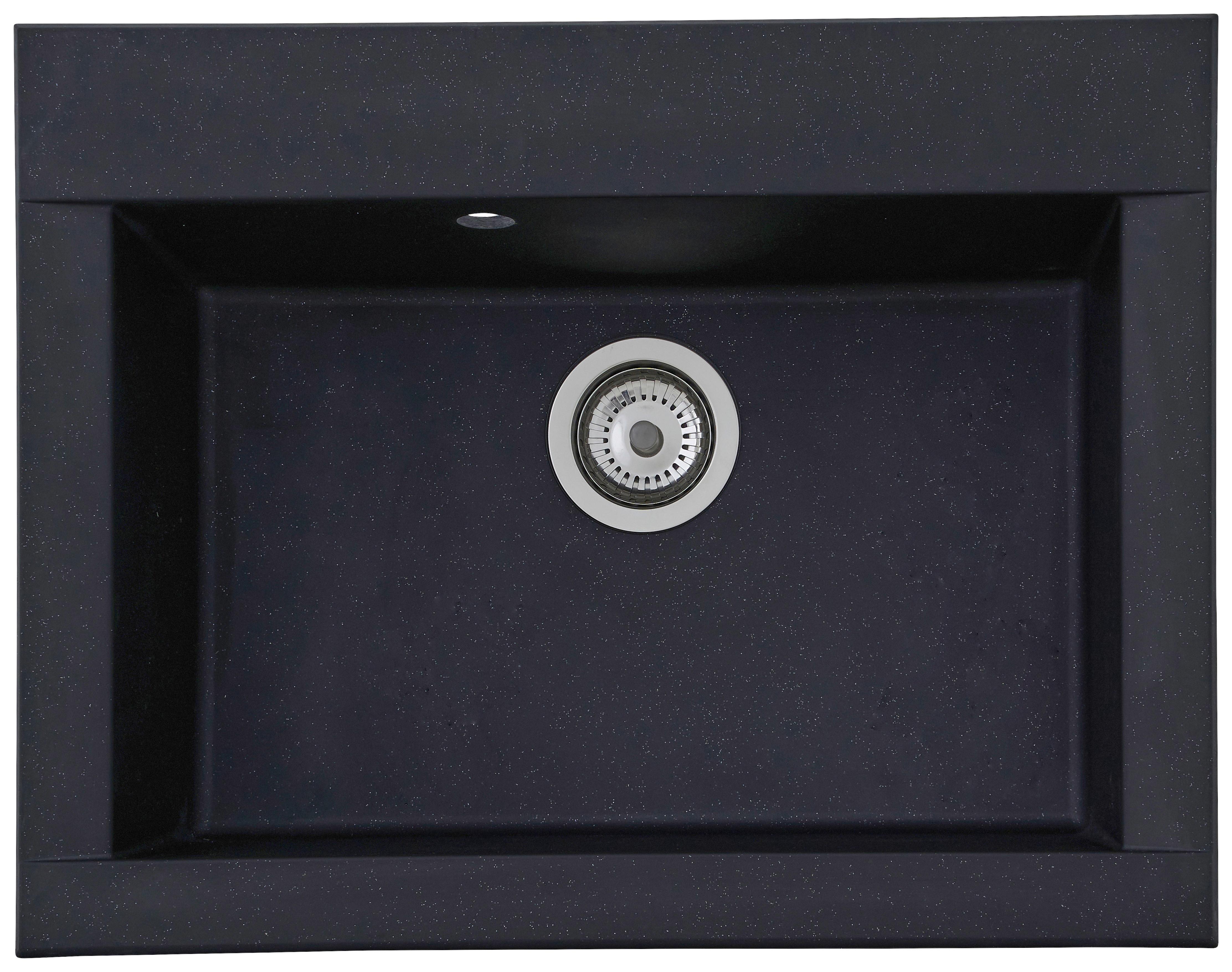 Spüle Respekta Ohio Kunststein Bxt: 66x50 cm - Schwarz, Trend, Glas/Kunststoff (66/21/50cm) - Respekta