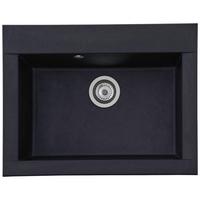 Spüle Respekta Ohio Kunststein Bxt: 66x50 cm - Schwarz, Trend, Glas/Kunststoff (66/21/50cm) - Respekta