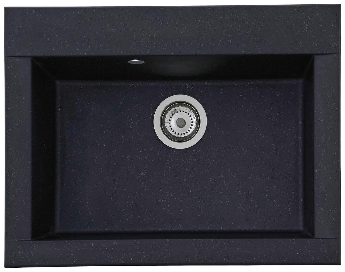 Spüle Respekta Ohio Kunststein Bxt: 66x50 cm - Schwarz, Trend, Glas/Kunststoff (66/21/50cm) - Respekta