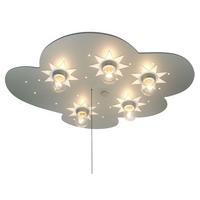 Kinderdeckenleuchte Wölkchen L: 45 cm, Getrennt Schaltbar - Silberfarben, Basics, Holz/Kunststoff (45/7/60cm) - Niermann