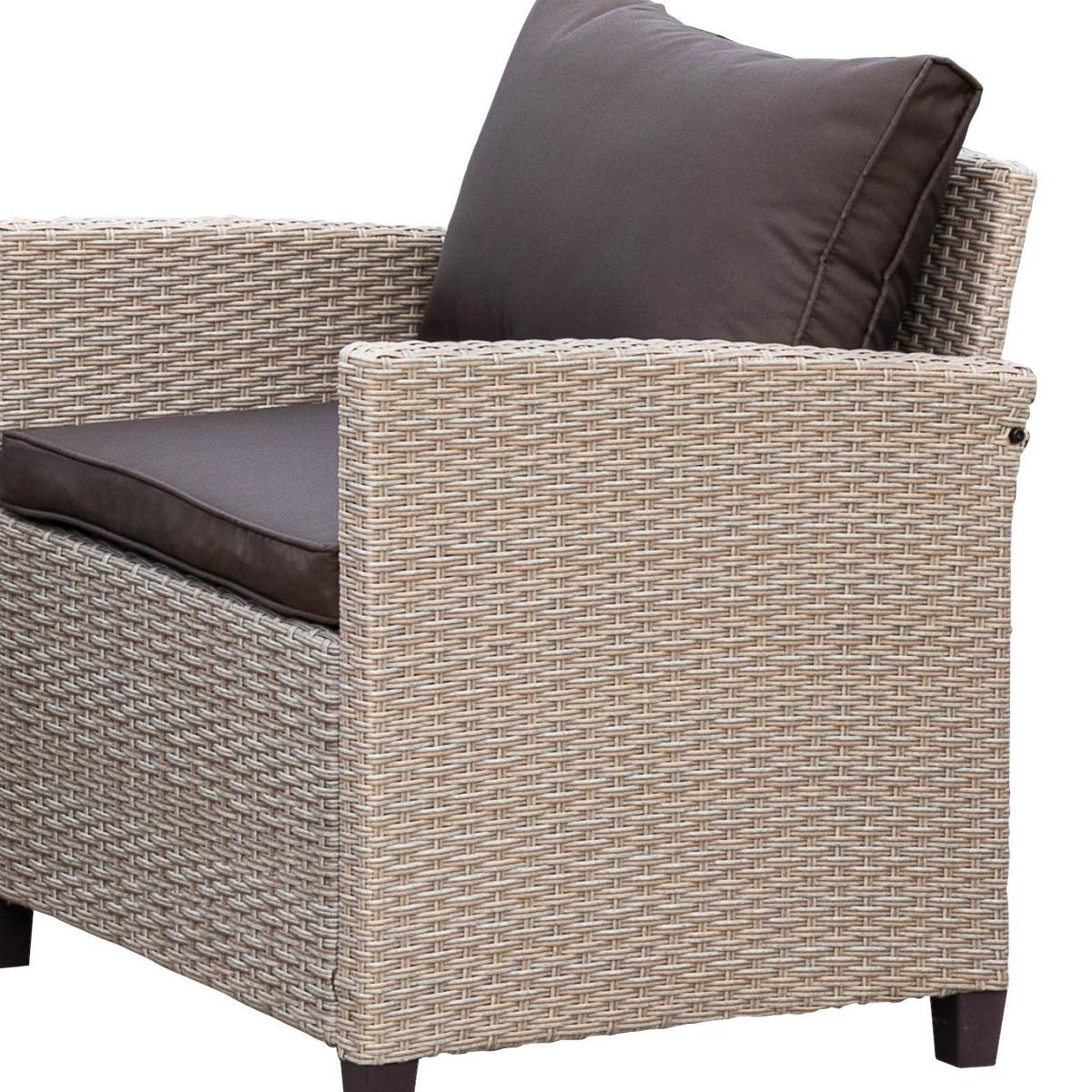 Loungegarnitur 5-Tlg. Palma Kunststoffgeflecht mit Kissen - Dunkelbraun/Naturfarben, KONVENTIONELL, Kunststoff/Textil (239/170cm) - Gardenson