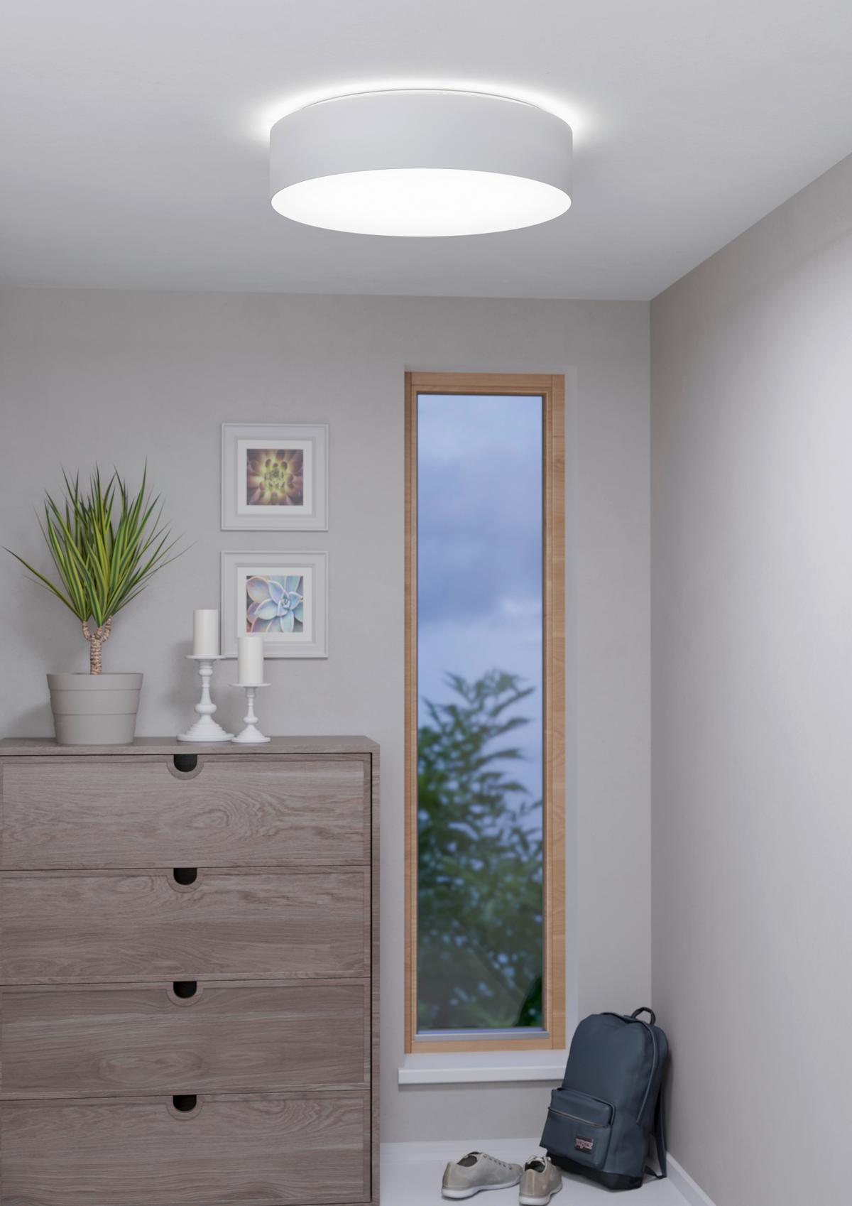 Deckenleuchte Romaro Ø 57 cm mit Smartphone-Steuerung rund - Weiß, Basics, Metall (57/57/15cm) - Eglo