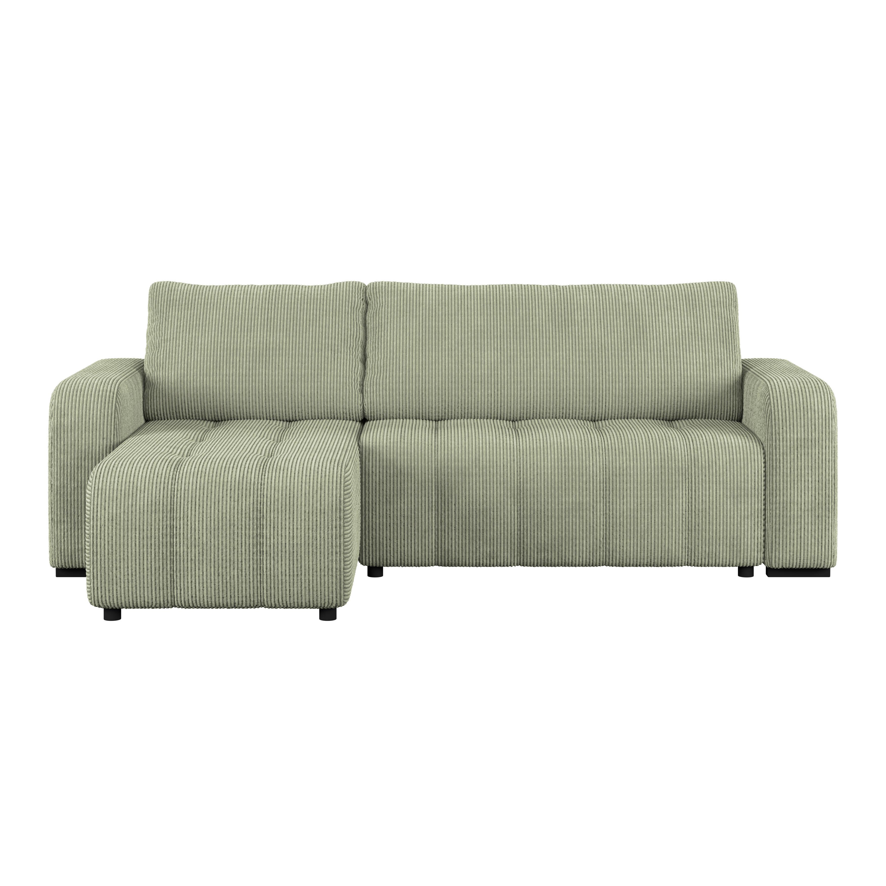 Ecksofa mit Bettfunktion Marseille, grün - Schwarz/Grün, Trend, Holz/Holzwerkstoff (155/240cm)