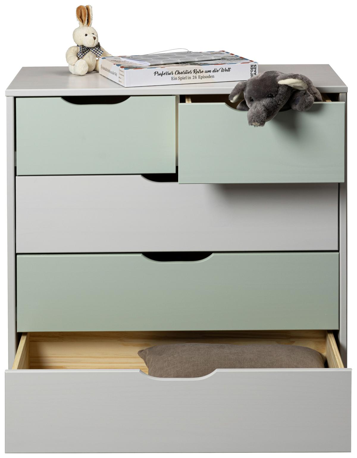 Kommode 120cm Prati, Pastellgrün/salbeigrün/weiß - Salbeigrün/Pastellgrün, Design, Holz (82/92/41cm) - Livetastic