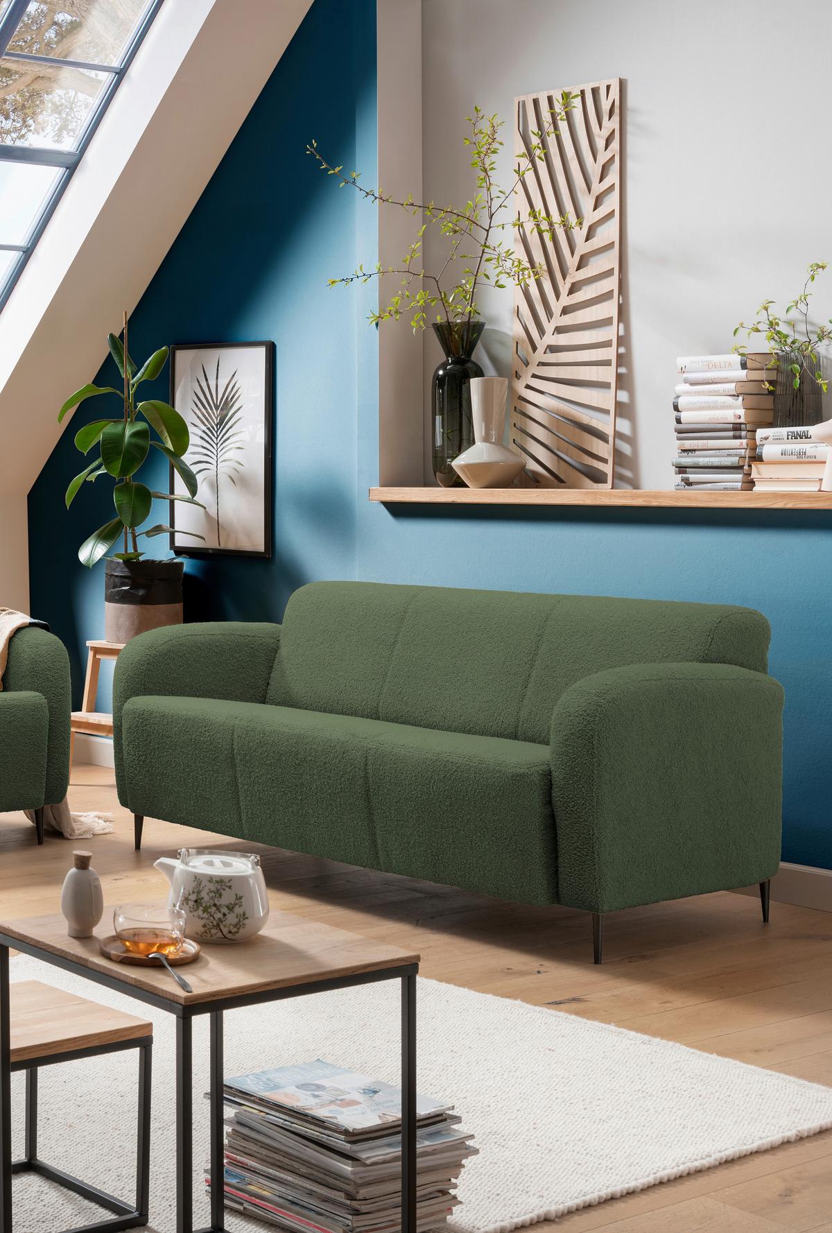 3-Sitzer-Sofa Marone Dunkelgrün - Dunkelgrün/Schwarz, MODERN, Textil (180/76/90cm) - Livetastic