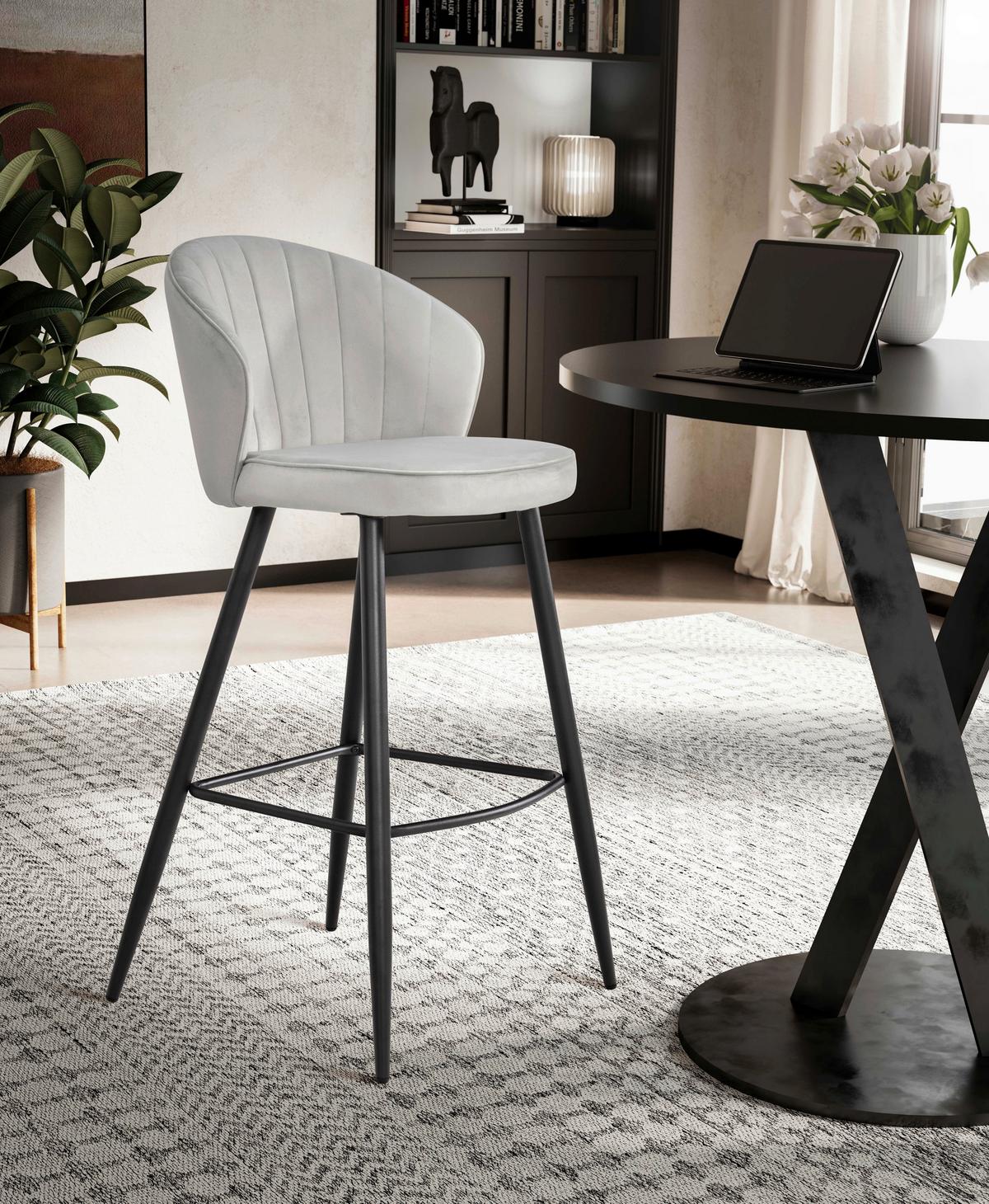 Barhocker-set Grau B: 56 Cm - Schwarz/Grau, Design, Textil/Metall (56/102,5/52,5cm) - MID.YOU