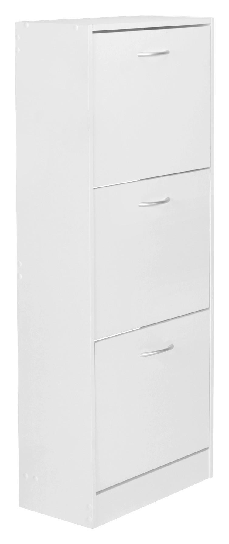 Vyklápěcí botník Bella bílý - bílá/barvy stříbra, Konvenční, kov/kompozitní dřevo (50/125/24cm) - MID.YOU