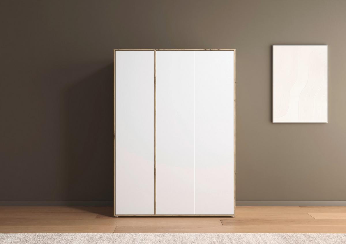 Drehtürenschrank Nabila Weiß Eiche Artisan Dek. - Weiß/Eiche Artisan, MODERN, Holzwerkstoff (140/194/53cm) - Rauch Möbel