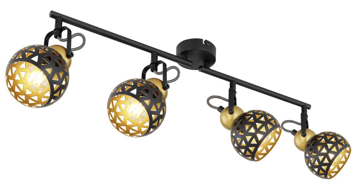 Strahler Sarra 4-flammig Verstellbar L: 60 Cm - Goldfarben/Schwarz, Basics, Metall (60/10/17,5cm) - Globo
