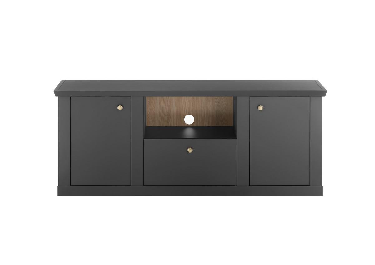 Lowboard Lincoln Schwarz/Eichefarben B: 158cm - Eichefarben/Schwarz, Design, Holzwerkstoff (158/62/42cm) - MID.YOU