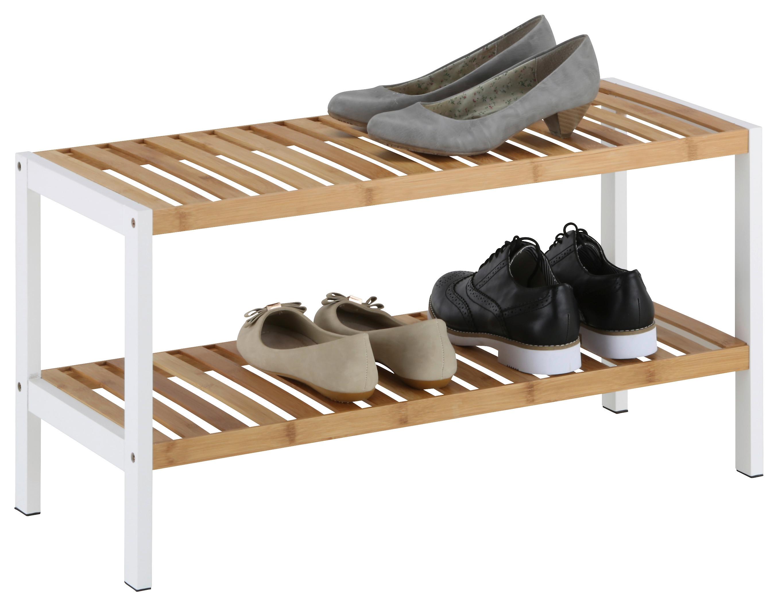 Regál Na Boty Anna 2 - bílá/přírodní barvy, Moderní, dřevo/kompozitní dřevo (70/36/30cm) - Modern Living