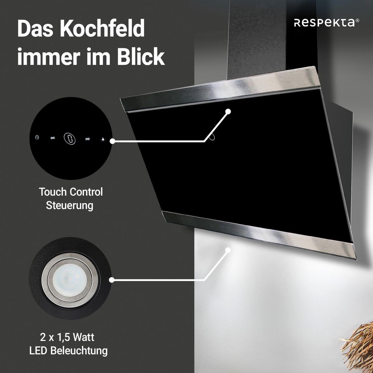 Kopffreihaube Respekta Skala Metall/Glas Schwarz B: 59,5 cm - Schwarz, Trend, Glas/Metall (59,5/74,2-109,2/38,5cm) - Respekta