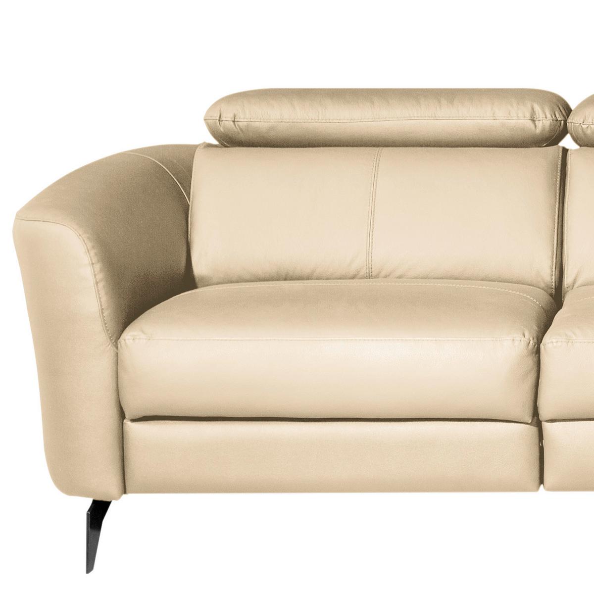 Ecksofa Berne Beige S: 261x183 Cm - Beige/Schwarz, Design, Leder/Textil (261/183cm) - Livetastic