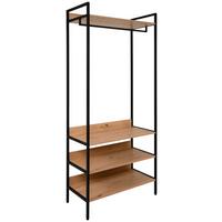 Előszobafal Dhaka 41b - tölgyfa színű/fekete, Modern, faalapú anyag/fém (84/190/40cm)