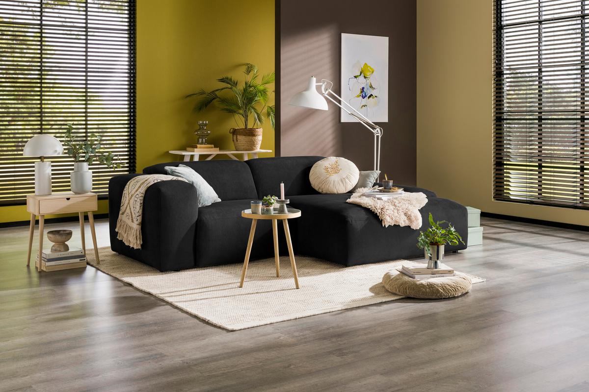 Ecksofa Hannah Anthrazit 252x170 Cm - Anthrazit/Schwarz, Design, Textil (252/170cm) - MID.YOU