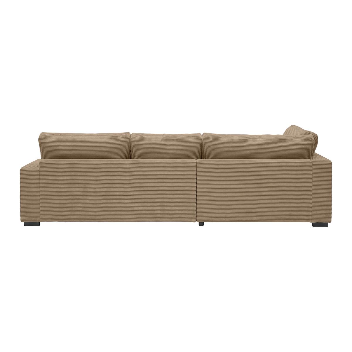 Rohová sedačka PEDRO, levá, karamelový manšestr - černá/karamel, Moderní, textil/plast (190/300cm) - Mömax