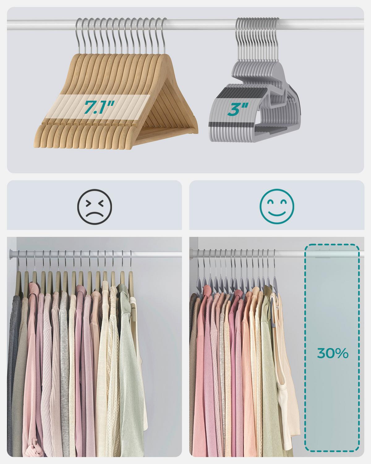 Kleiderbügelset Grau B: 41,5 cm - Grau, Basics, Kunststoff/Metall (41,5cm)