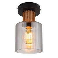 Deckenleuchte 15768d - Dunkelbraun/Schwarz, Natur, Glas/Holz (12/21cm) - Globo