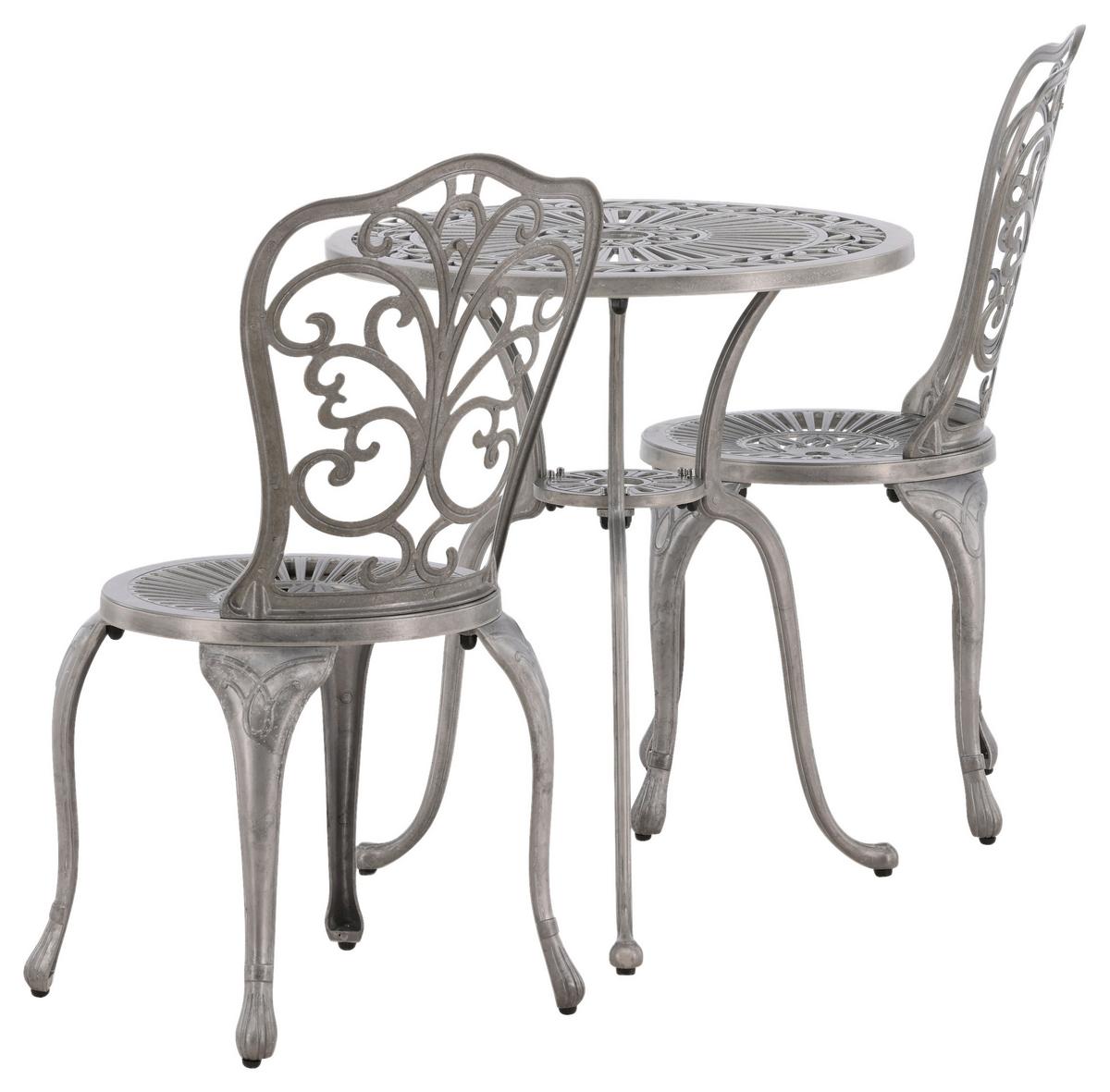 Balkonset Nandin - Silberfarben, KONVENTIONELL, Metall - Gardenson