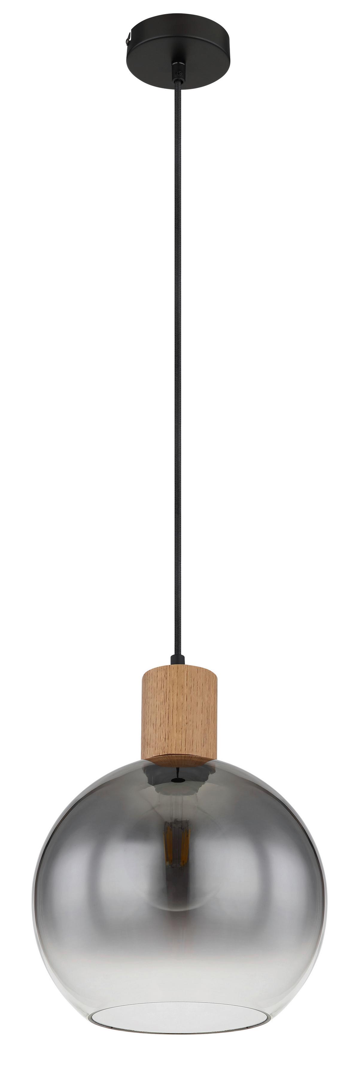 Függőlámpa 15656h - natúr/fekete, Natur, faalapú anyag/Üveg (25/120cm)