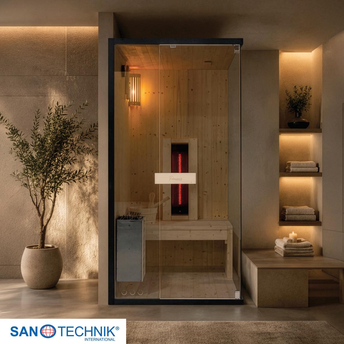 Sauna+Infrarotkabine GLACIER S geeignet für 1 Person - Fichtefarben, Basics, Glas/Holz (100/120/200cm) - Sanotechnik