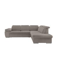 Ecksofa Vasto Graubraun S: 283x228 cm - Chromfarben/Graubraun, Design, Textil (283/228cm) - Livetastic