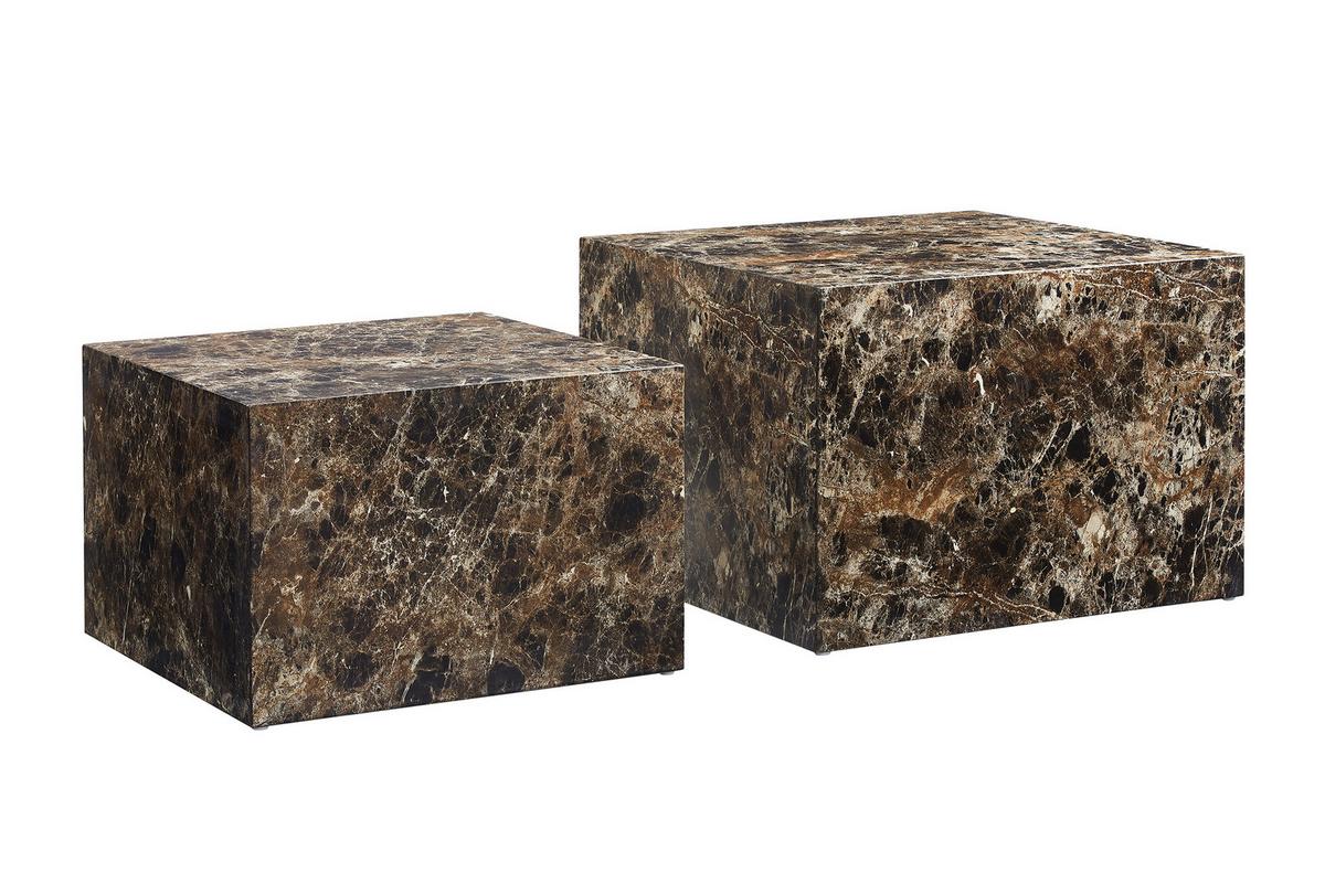 Couchtischset 2-teilig Braun - Braun, Design, Holzwerkstoff (58-50/58-50/40-33cm) - Livetastic