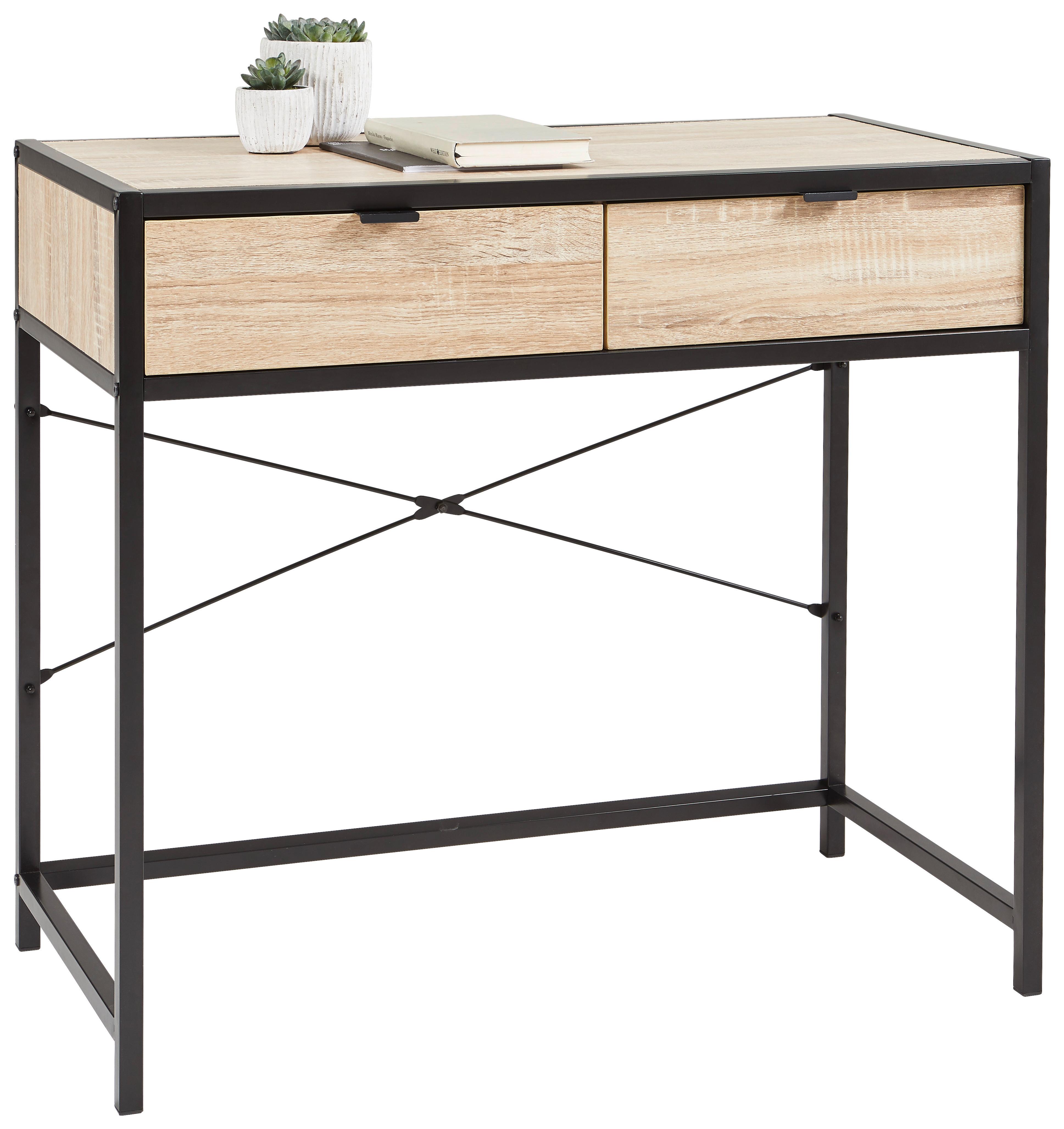 Schreibtisch Dekor B: 45cm H: 75cm Riotorto Schwarz/Eiche
