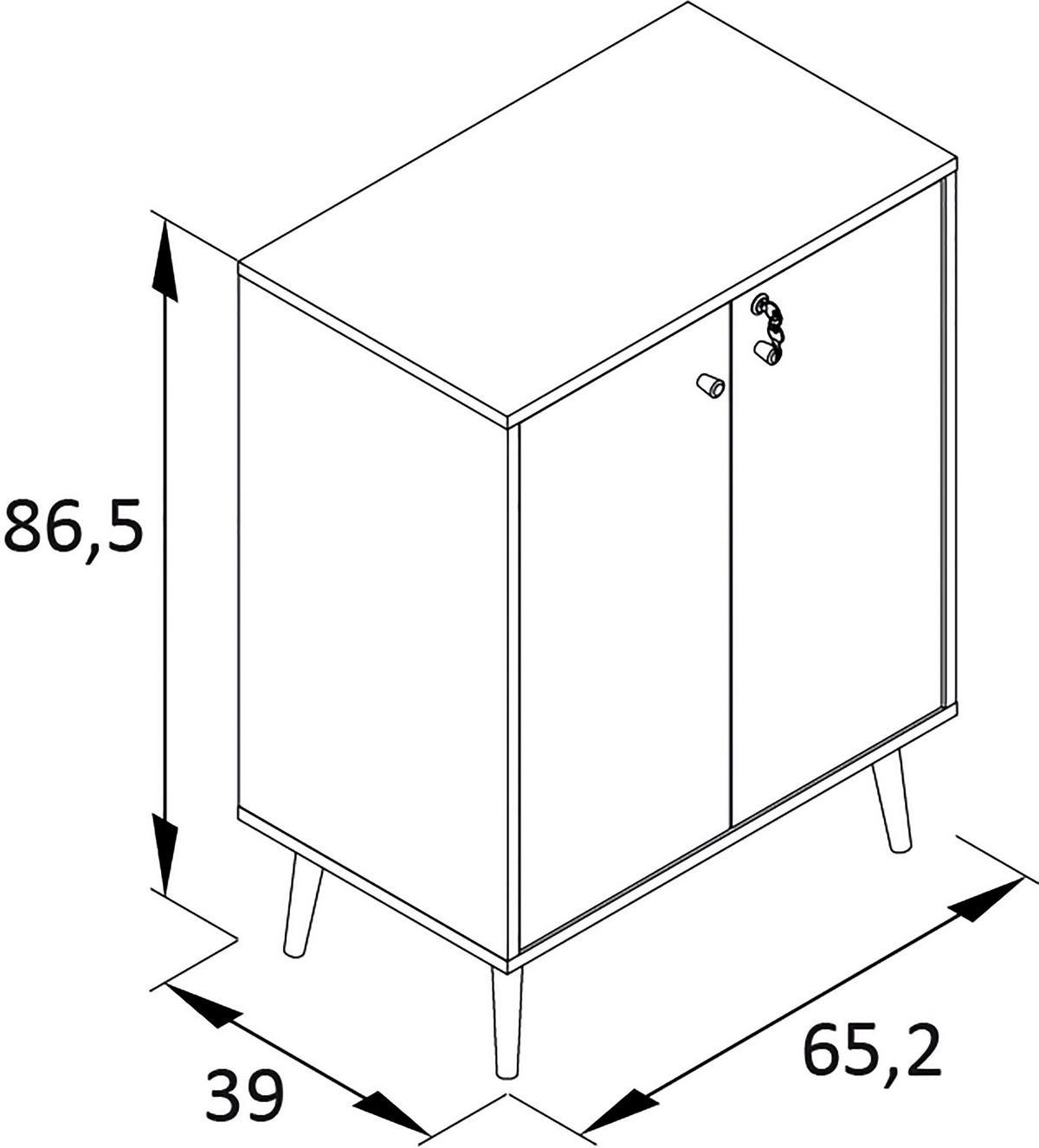 Aktenschrank Jonte Weiß B: 65,2 cm - Weiß, MODERN, Holzwerkstoff (65,2/86,5/39cm)