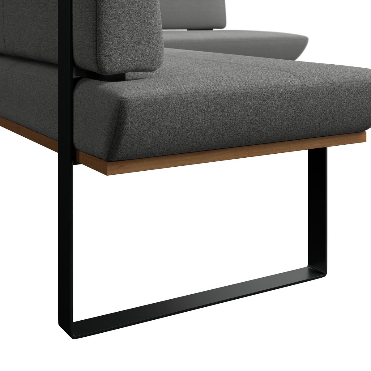 Eckbank Tristan Webstoff grau, S:225x175cm - Schwarz/Grau, MODERN, Holz/Textil (225/175cm) - James Wood