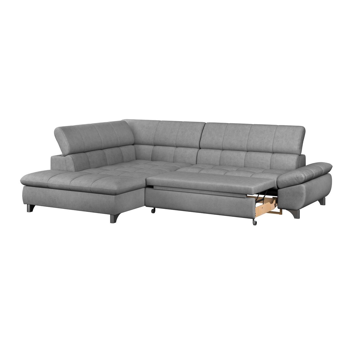 Ecksofa Gemini Grau, B: 234cm - Chromfarben/Dunkelgrau, KONVENTIONELL, Textil (234/312cm)