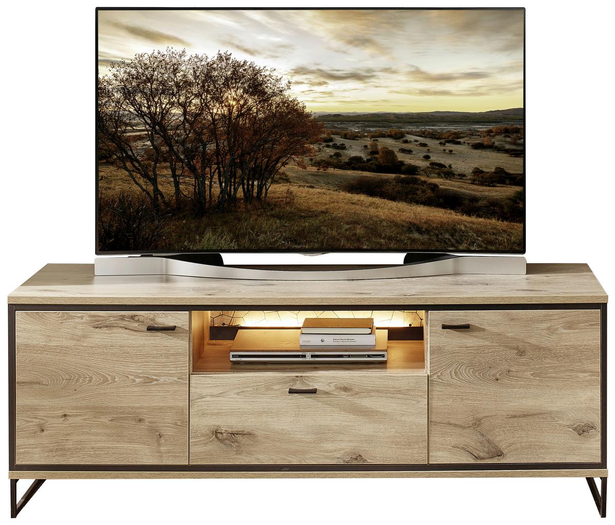 Tv-element Ruben - Eichefarben/Schwarz, KONVENTIONELL, Holzwerkstoff/Metall (160/61/49cm) - Livetastic
