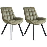 Schalenstuhl Hayo Olivgrün Lederlook, gepolstert 2er-Set - Schwarz/Olivgrün, KONVENTIONELL, Textil/Metall (56/86/62cm) - Livetastic