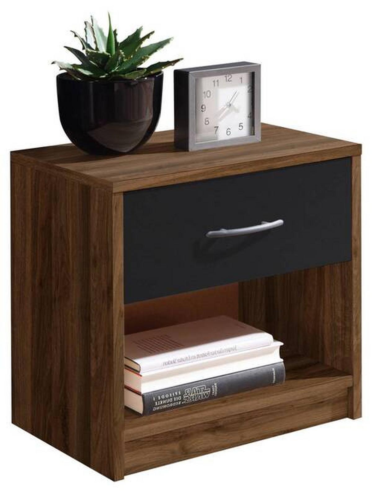 Nachtkästchen Nuss Dekor H: 41 Cm Base - Nussbaumfarben/Schwarz, Basics (39/41/28cm) - P & B