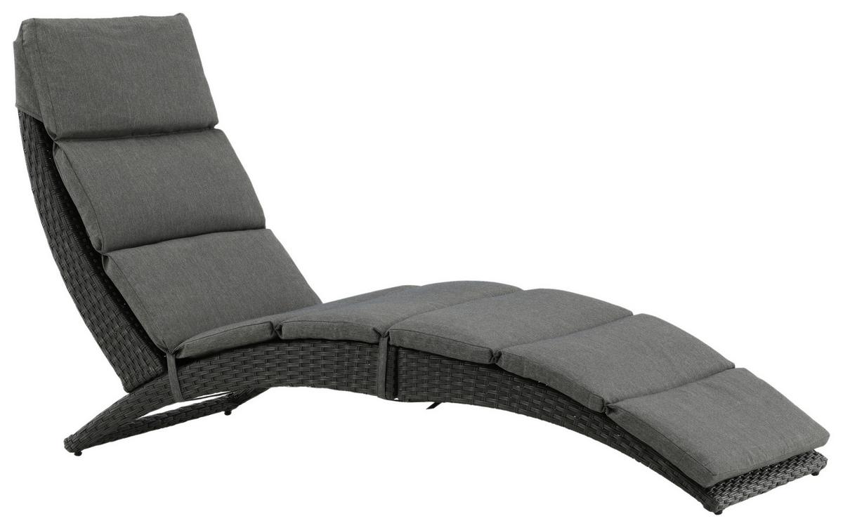 Sonnenliege Archie Kunststoff - Schwarz, KONVENTIONELL, Kunststoff (64/84/158cm) - Gardenson