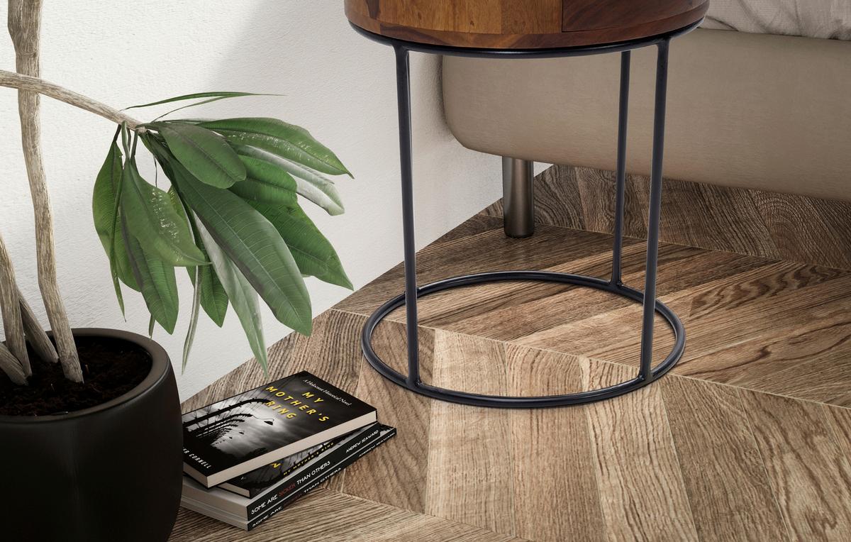 Nachttisch Sheeshamfarben L: 40 Cm - Sheeshamfarben/Schwarz, Design, Holz/Metall (40/40/60cm) - Livetastic