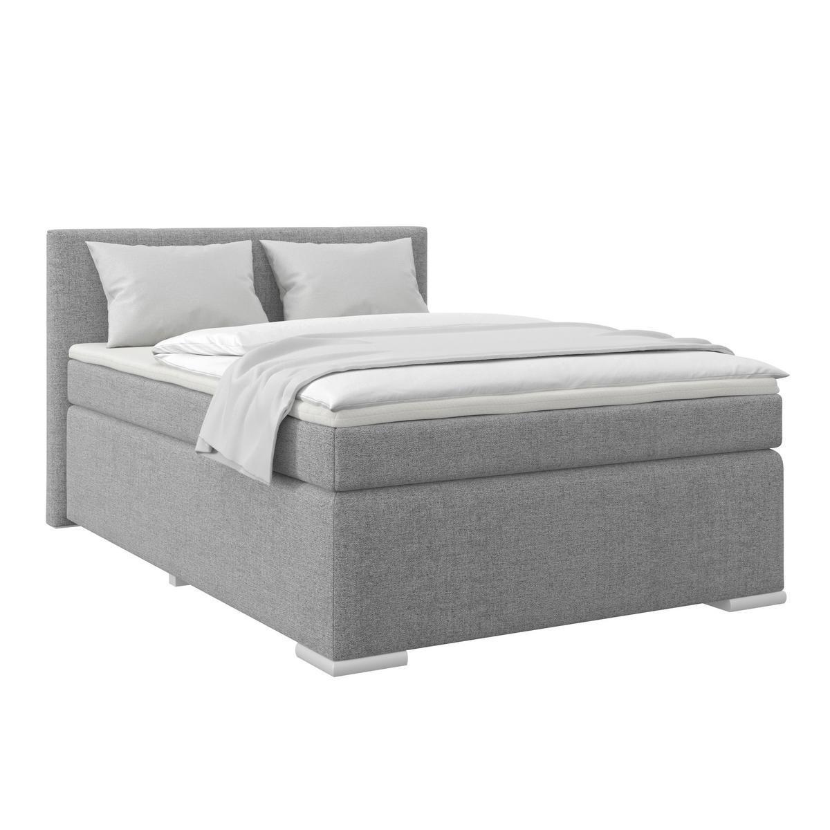 Boxspringbett Mira I Nordic, Lf: 120x200 cm - Alufarben/Grau, Basics, Textil (120/200cm)